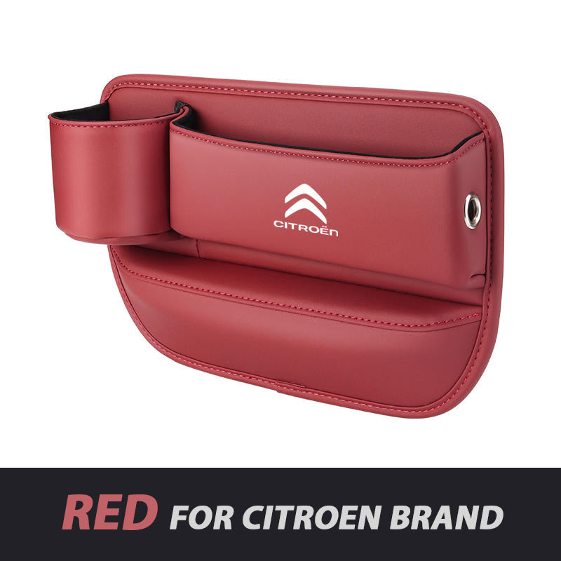 Leather Car Seat Organizer with Cup Holder | Luckmeko