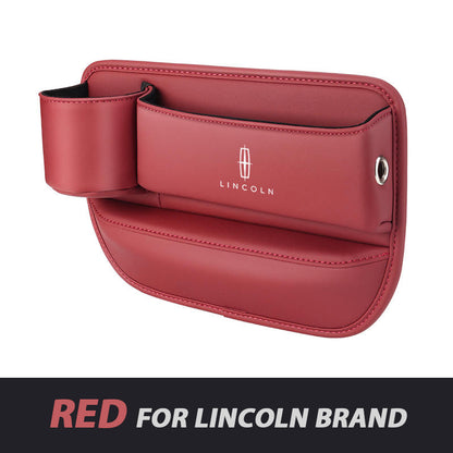 Leather Car Seat Organizer with Cup Holder | Luckmeko