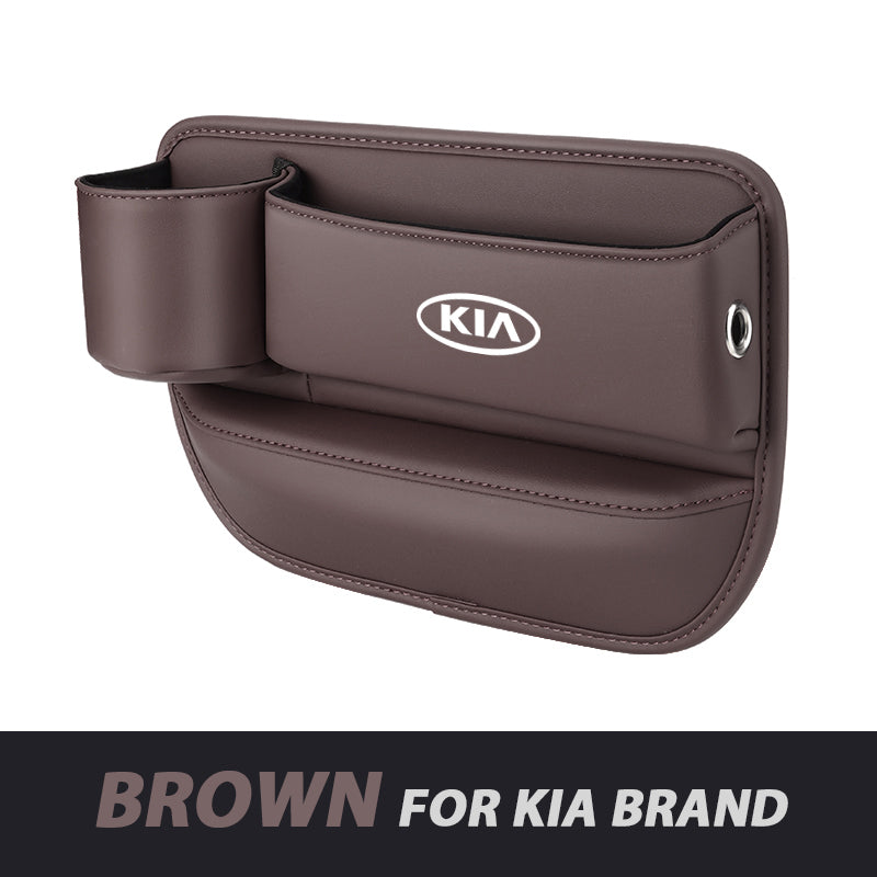 Leather Car Seat Organizer with Cup Holder | Luckmeko