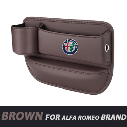 Leather Car Seat Organizer with Cup Holder | Luckmeko