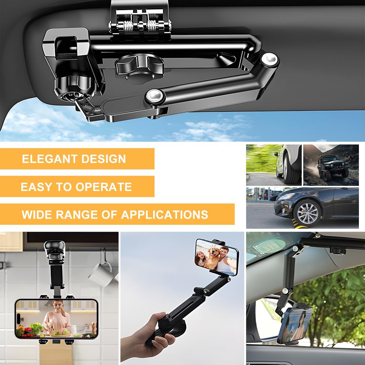 Universal 360° Rotating Car Phone Holder – Retractable, Stable & Hands-Free
