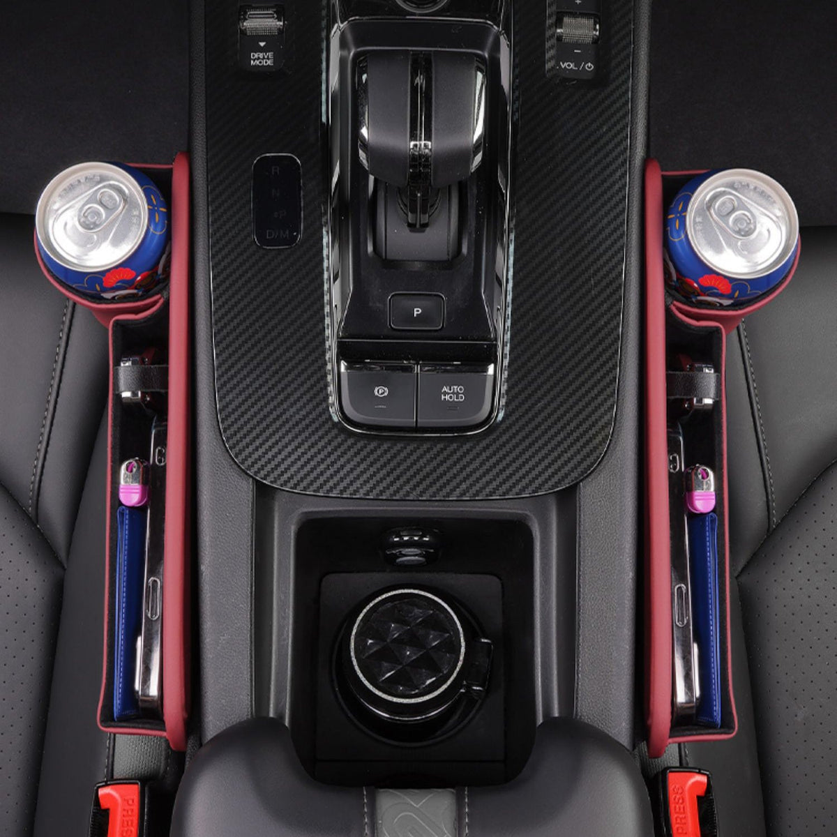 Leather Car Seat Organizer with Cup Holder | Luckmeko