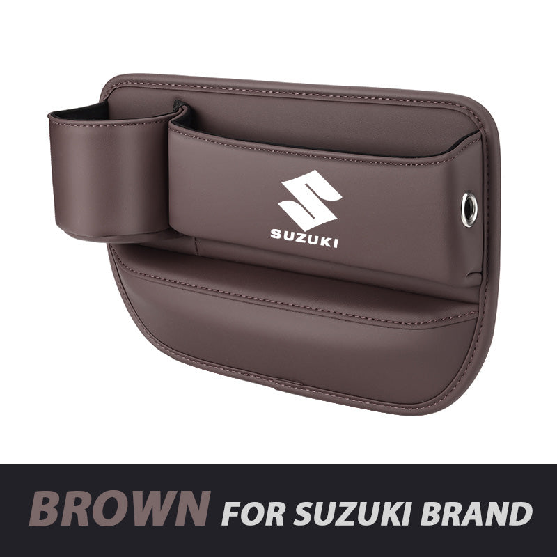 Leather Car Seat Organizer with Cup Holder | Luckmeko