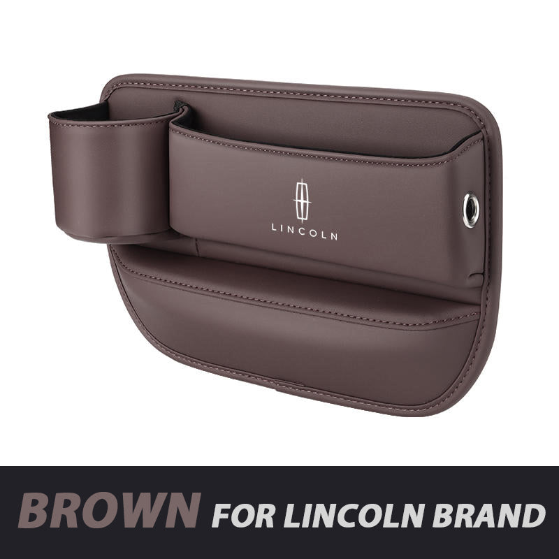 Leather Car Seat Organizer with Cup Holder | Luckmeko