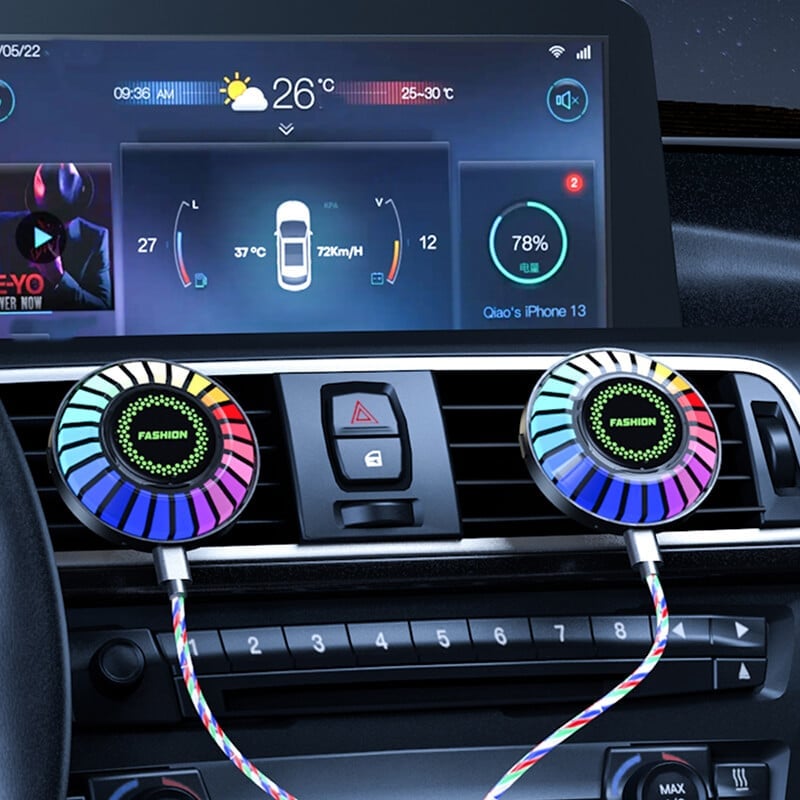 Car RGB Ambient Light with Bluetooth – USB LED Rhythm Light & Fragrance Air Freshener