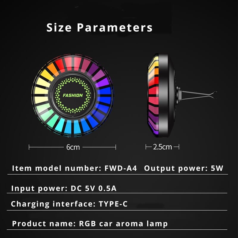 Car RGB Ambient Light with Bluetooth – USB LED Rhythm Light & Fragrance Air Freshener