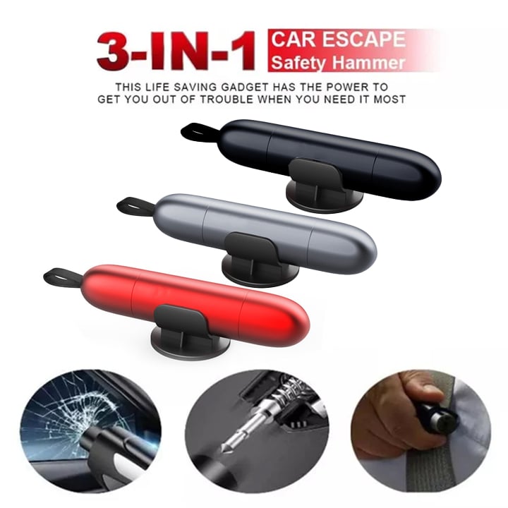 3-in-1 Car Window Breaker, Emergency Escape Tool & Seat Belt Cutter