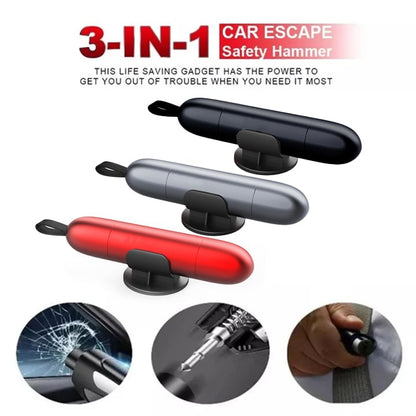3-in-1 Car Window Breaker, Emergency Escape Tool & Seat Belt Cutter