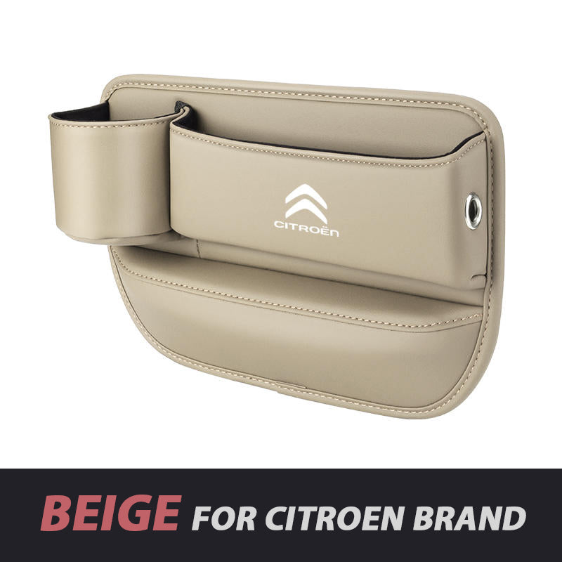Leather Car Seat Organizer with Cup Holder | Luckmeko