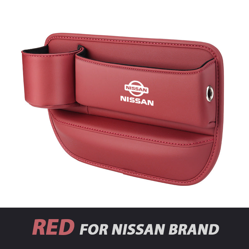 Leather Car Seat Organizer with Cup Holder | Luckmeko