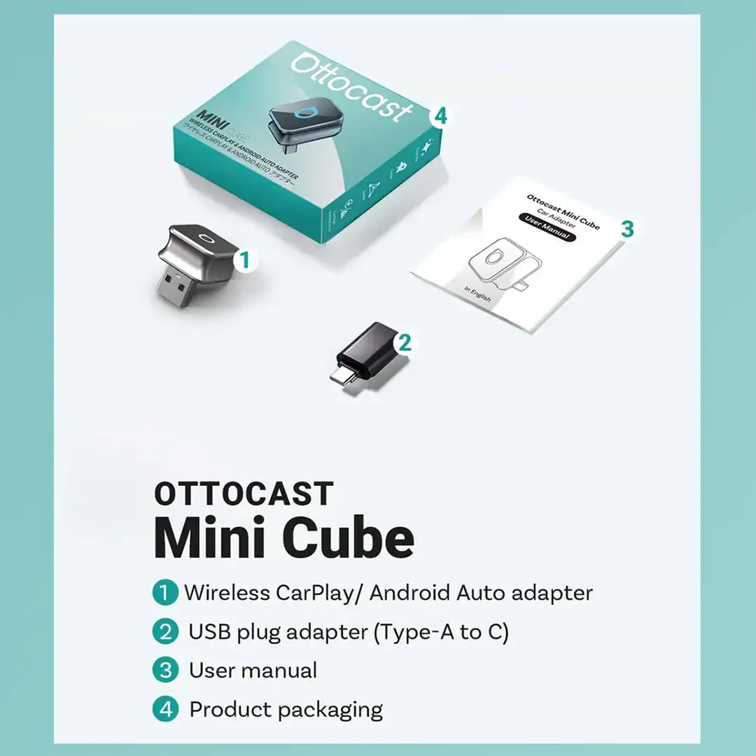 Ottocast Mini 3.0 Ultra Cube Wireless CarPlay & Android Auto Adapter for Cars