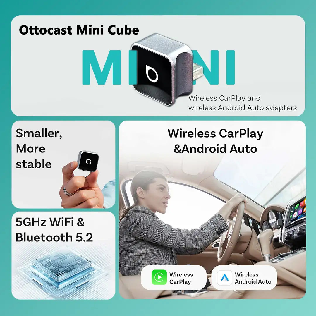 Ottocast Mini 3.0 Ultra Cube Wireless CarPlay & Android Auto Adapter for Cars