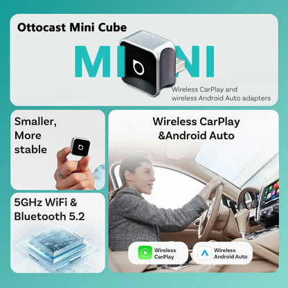 Ottocast Mini 3.0 Ultra Cube Wireless CarPlay & Android Auto Adapter for Cars
