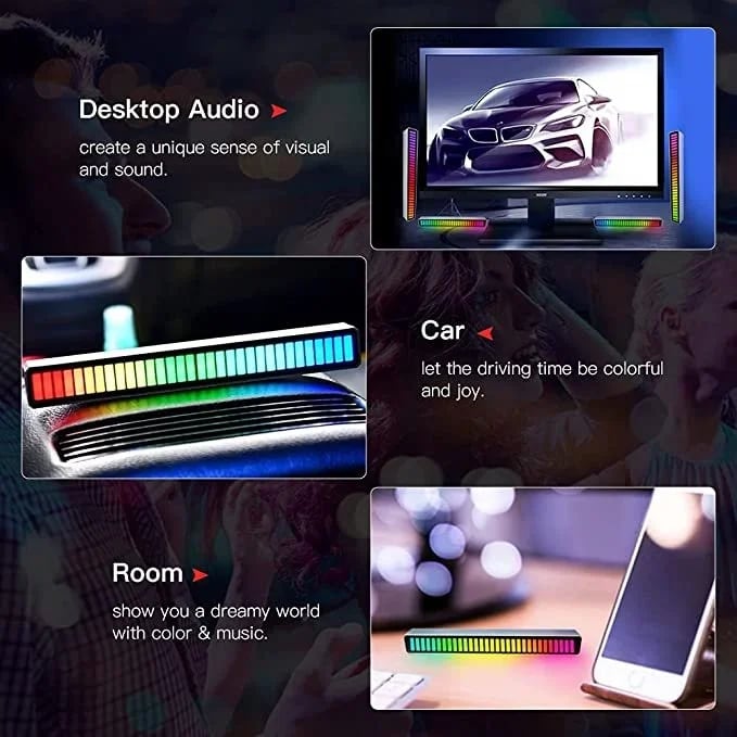 Wireless RGB Light Bar – Sound-Activated LED Music Sync Ambient Lighting