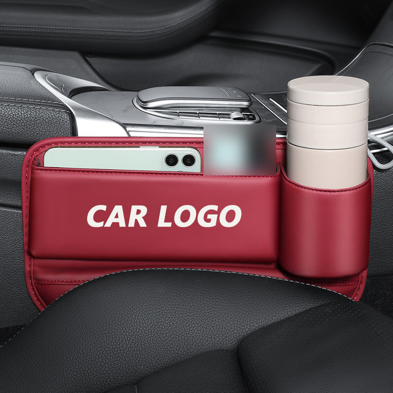 Leather Car Seat Organizer with Cup Holder | Luckmeko