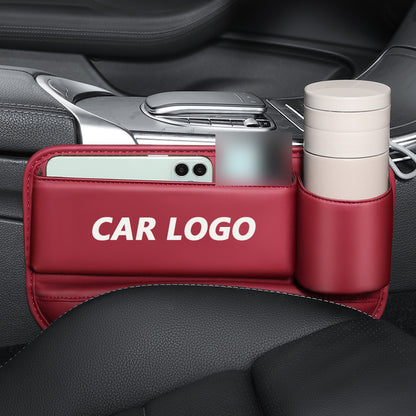 Leather Car Seat Organizer with Cup Holder | Luckmeko