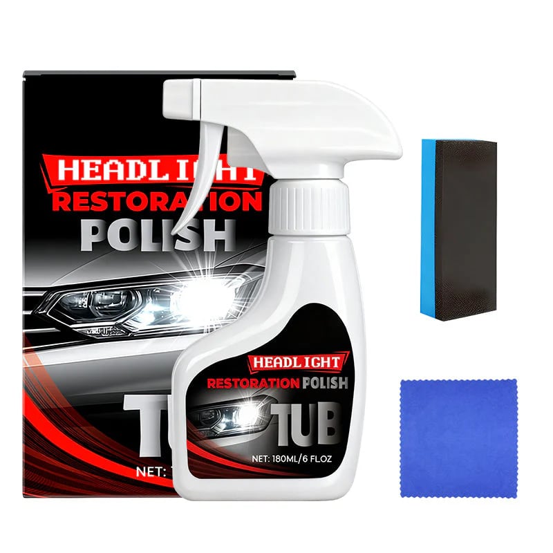Car Headlight Restorer – 180ml Headlight Restoration Cleaner & Polish with Sponge