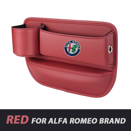 Leather Car Seat Organizer with Cup Holder | Luckmeko