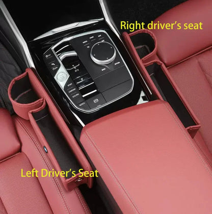 Leather Car Seat Organizer with Cup Holder | Luckmeko