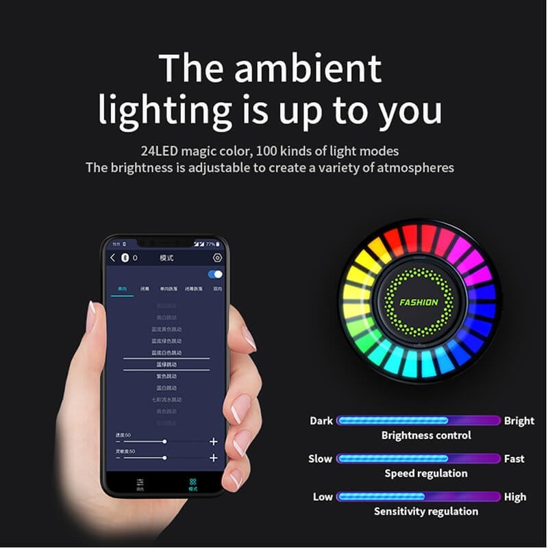 Car RGB Ambient Light with Bluetooth – USB LED Rhythm Light & Fragrance Air Freshener