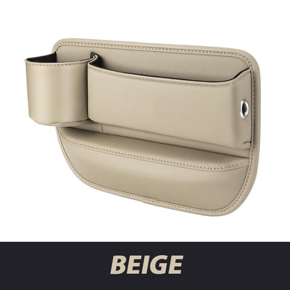 Leather Car Seat Organizer with Cup Holder | Luckmeko