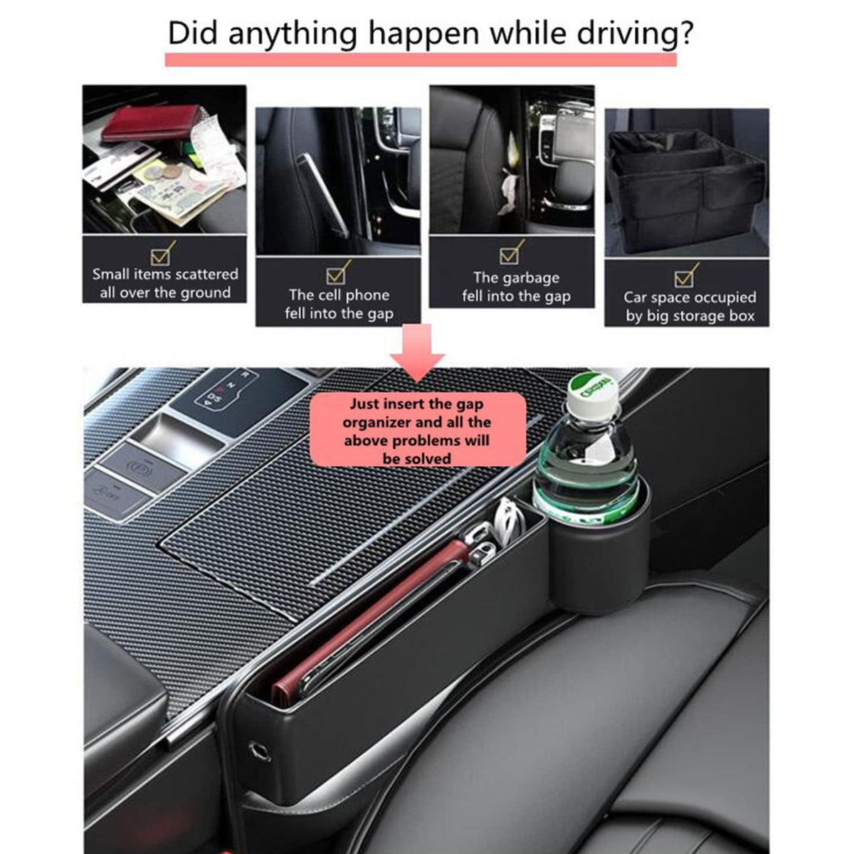 Leather Car Seat Organizer with Cup Holder | Luckmeko