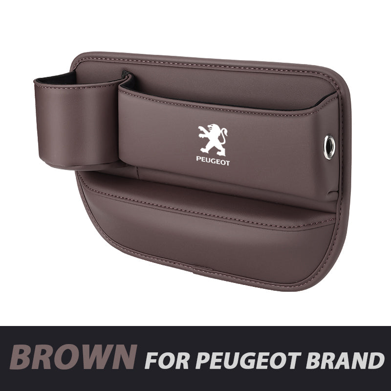 Leather Car Seat Organizer with Cup Holder | Luckmeko